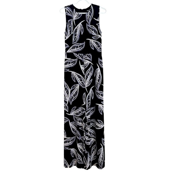 DKNY printed leaf sleeveless jumpsuit romper zip stretch summer women’s 8 medium - Picture 1 of 16